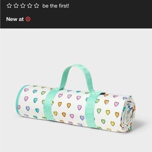 Target x Roller Rabbit Heart Print Roll-Up Picnic Blanket with Mint Carry Handle
